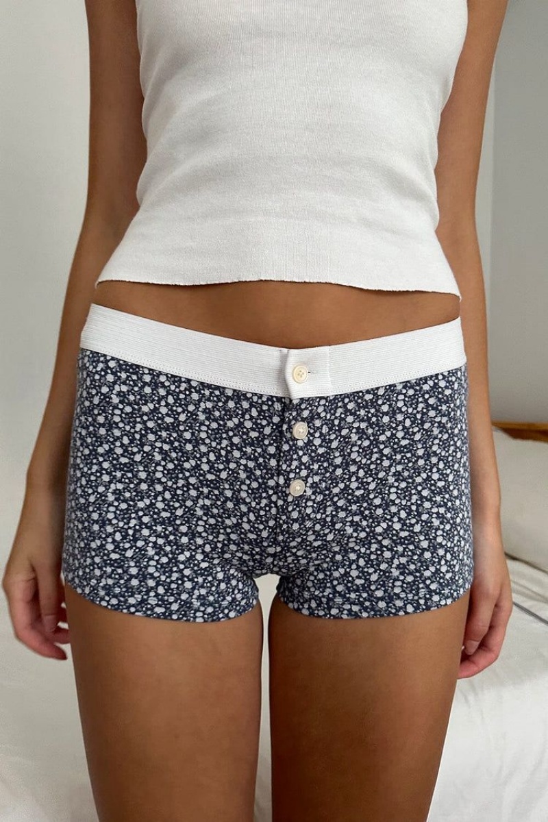 Sous Vêtement Brandy Melville Floral Boyshort Bleu Foncé | BEV-78063031